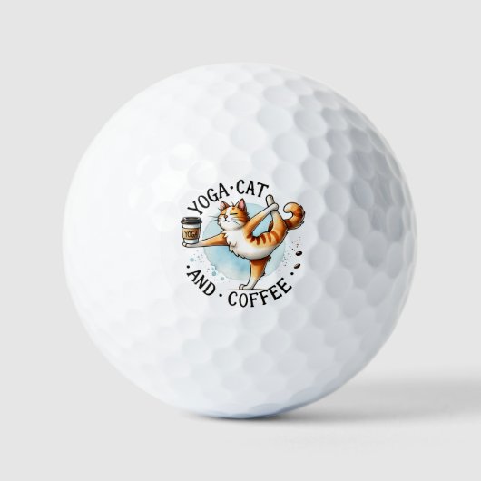 Cat Yoga Pose - Yoga Cat and Coffee Golfball (Vorderseite)