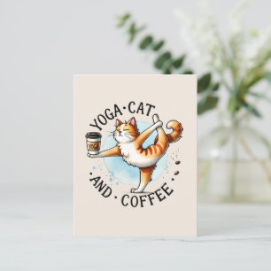 Cat Yoga Pose - Yoga Cat and Coffee Postkarte