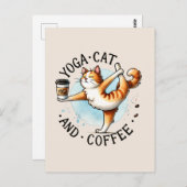 Cat Yoga Pose - Yoga Cat and Coffee Postkarte (Vorne/Hinten)