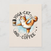 Cat Yoga Pose - Yoga Cat and Coffee Postkarte (Vorderseite)