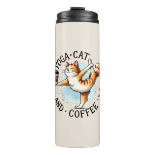 Cat Yoga Pose - Yoga Cat and Coffee Thermosbecher