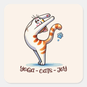 Cat Yoga Pose - Yoga - Katzen - Joy Quadratischer Aufkleber