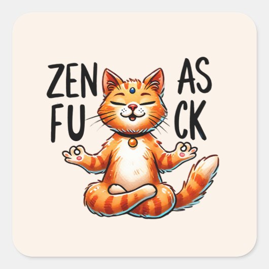 Cat Yoga Pose - Zen Quadratischer Aufkleber (Vorderseite)