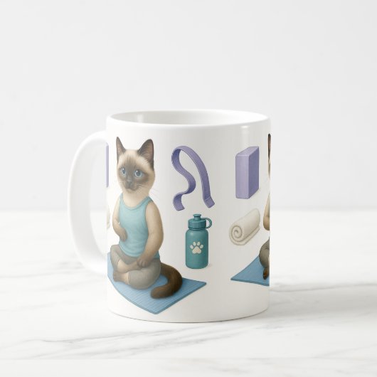 Cat Yoga Themed Kaffeetasse (Vorderseite Links)