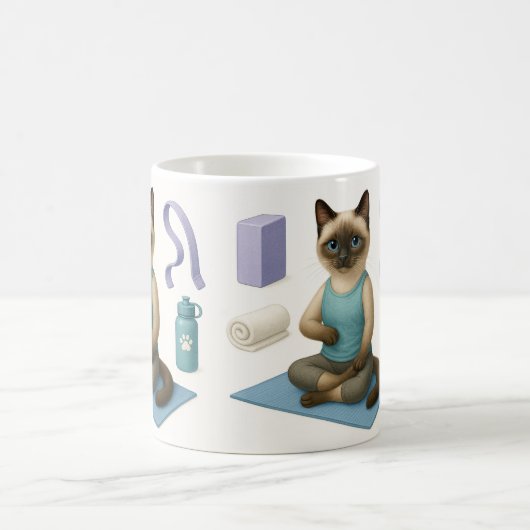 Cat Yoga Themed Kaffeetasse (Mittel)