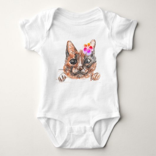 Cat Zeichnend Jersey Bodysuit Baby Strampler (Vorderseite)