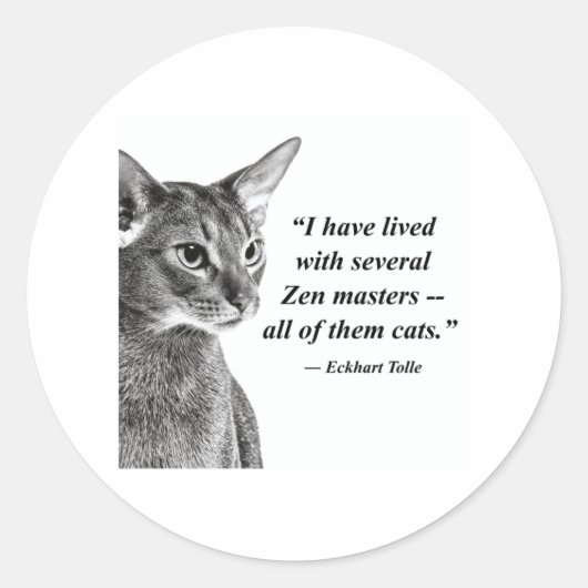 Cat Zen Master - Eckhart Tolle Runder Aufkleber (Vorderseite)