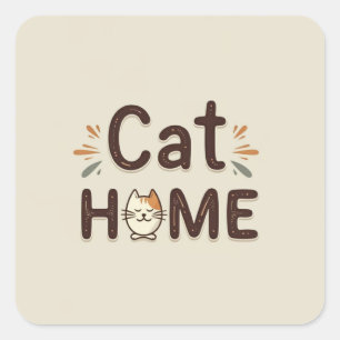 Cat-Zuhause-Aufkleber für Wand Quadratischer Aufkleber