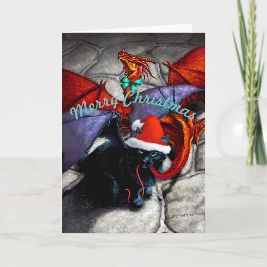 Catabat Draged in Christmas Grußkarte Feiertagskarte (Vorderseite)