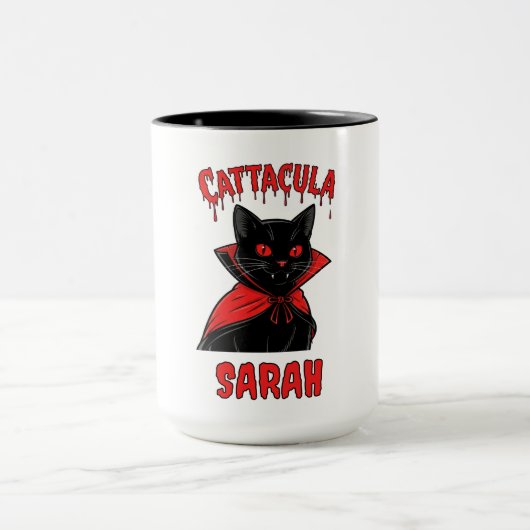 Catacula Black Vampire Cat Halloween Tri-Blend Shi Tasse (Zentrum)