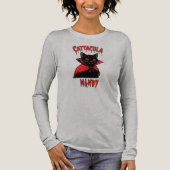 Catacula Black Vampire Cat Halloween Tri-Blend Shirt (Vorderseite)