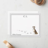 Catahoula Hound Hund Grau-Grenze Monogramm Name Mitteilungskarte (Vorderseite/Rückseite Beispiel)