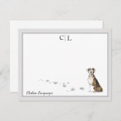 Catahoula Hound Hund Grau-Grenze Monogramm Name Mitteilungskarte (Vorne/Hinten)
