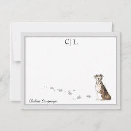 Catahoula Hound Hund Grau-Grenze Monogramm Name Mitteilungskarte