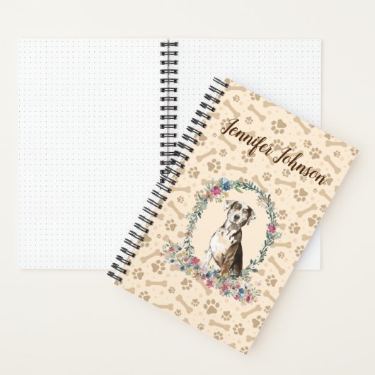 Catahoula Leopard Dog Paw Print & Floral Niedlich Notizblock (Innen)