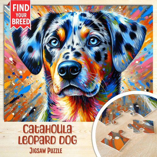 Catahoula Leopard Dog Portrait Akryllische Kunstdr Puzzle