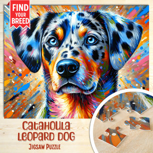 Catahoula Leopard Dog Porträt Acryl-Kunst Druck Puzzle