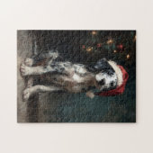 Catahoula Leopard Dog Puppy Christmas Painting Puzzle (Horizontal)