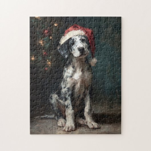 Catahoula Leopard Dog Puppy Christmas Painting Puzzle (Vertikal)