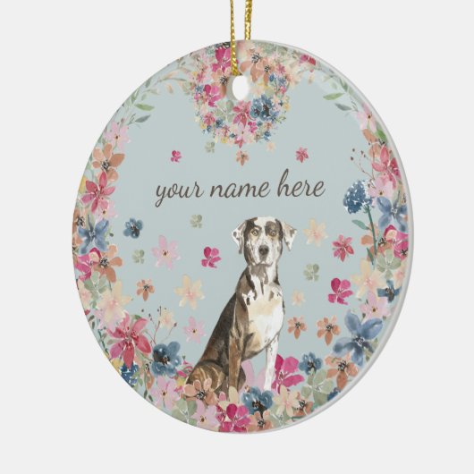 Catahoula Leopard Dog Puppy flower print Keramik Ornament (Links)