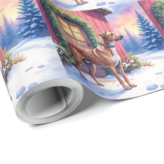 Catahoula Leopard Dog Rustic Barn Christmas Art Geschenkpapier (Rolleneckpunkt)