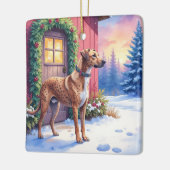 Catahoula Leopard Dog Rustic Barn Christmas Art Keramikornament (Links)