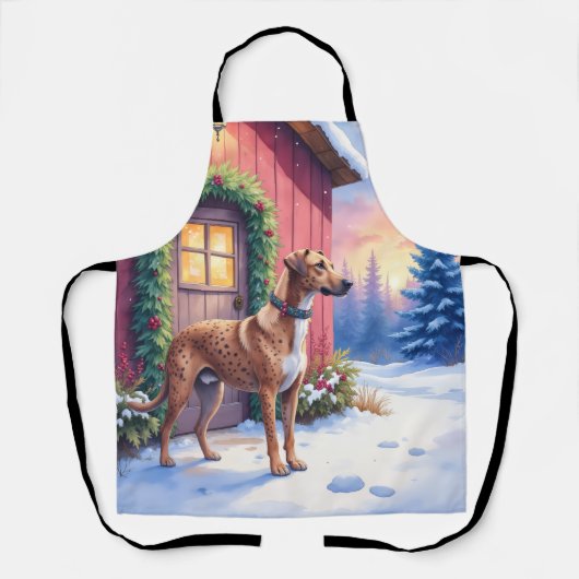 Catahoula Leopard Dog Rustic Barn Christmas Art Schürze (Vorderseite)