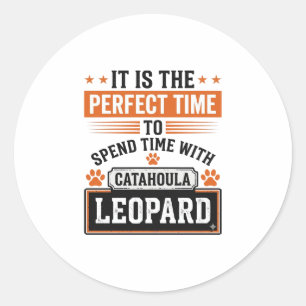 Catahoula Leopard Dog Vintage Time-Shirt-Design_1 Runder Aufkleber