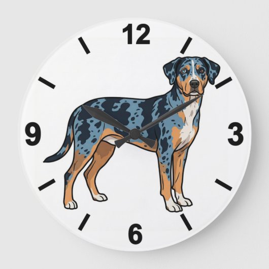 Catahoula Leopard Dog Wall Clock Rustic Decor Große Wanduhr (Vorderseite)