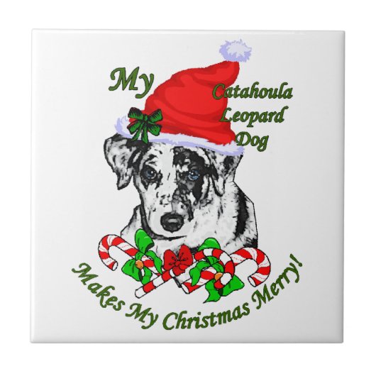 Catahoula Leopard Dog Weihnachten Fliese (Vorderseite)