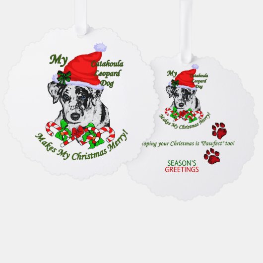 Catahoula Leopard Dog Weihnachten Ornament Karte (Vorderseite/Rückseite)