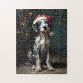 Catahoula Leopard Dog Welpen Weihnachtsbild Puzzle