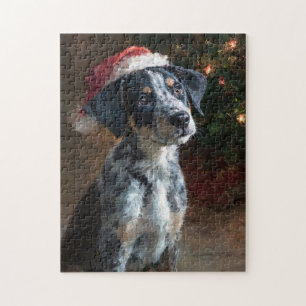 Catahoula Leopard Hound Welpen-Weihnachtsbild Puzzle