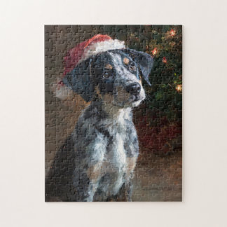 Catahoula Leopard Hound Welpen-Weihnachtsbild Puzzle