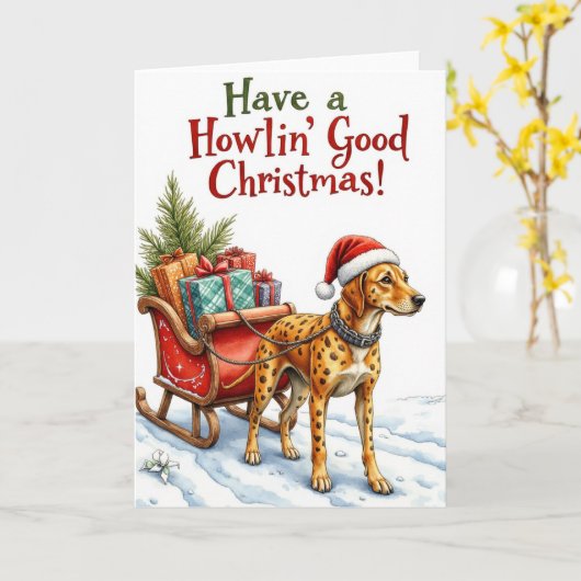 Catahoula Leopard Hund Feiertage Pub Karte (Gelbe Blume)