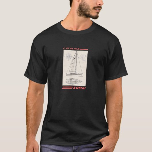 Catalina 30 MKI Sailboat Line Zeichnend T-Shirt (Vorderseite)