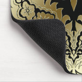 CATALINA-DAMAST im GOLD auf SCHWARZEM Mousepad (Ecke)
