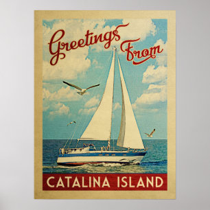 Catalina-Insel-Segelboot-Vintage Reise Kalifornien Poster