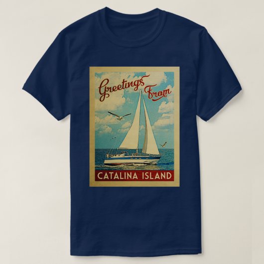 Catalina Insel Vintage Segelboot T-Shirt (Design vorne)