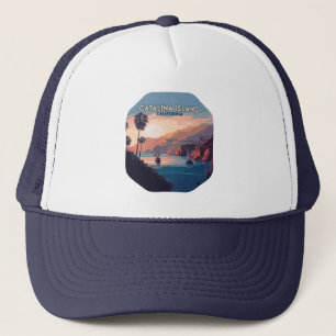 Catalina Island California Boats Sunset Retro Truckerkappe