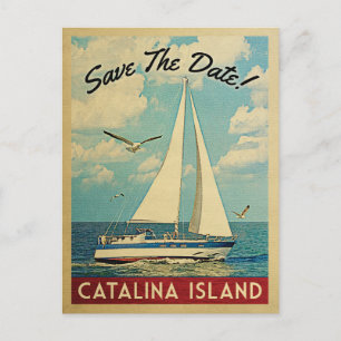 Catalina Island Save the Date Sailboat Nautic Ankündigungspostkarte