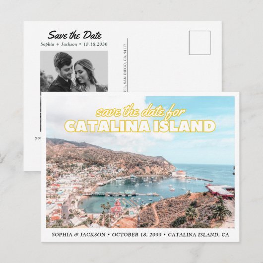 Catalina Island Save the Date Wedding Postcard Postkarte (Vorne/Hinten)