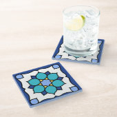 Catalina Island Tile Design Glasuntersetzer (Schrägansicht)