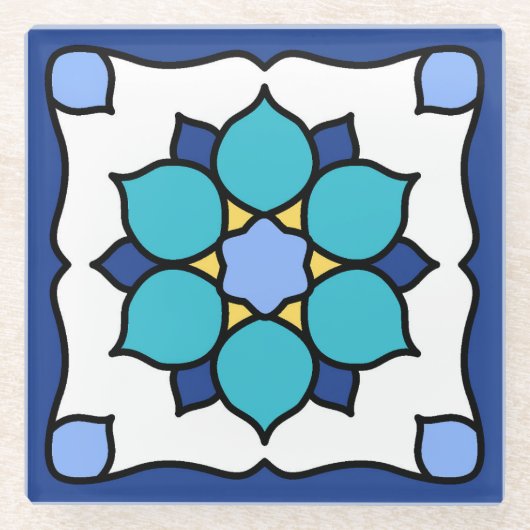 Catalina Island Tile Design Glasuntersetzer (Vorderseite)