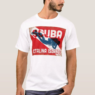 Catalina Islands Scuba Diver - Blue Retro T-Shirt