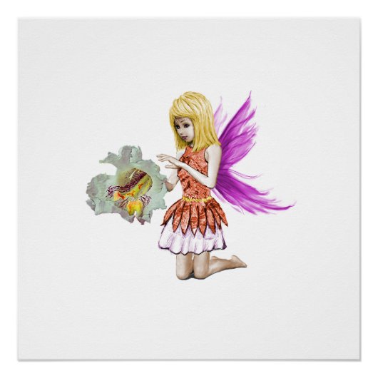 Catalpa Tree Fairy mit Blume Poster (Vorderseite)