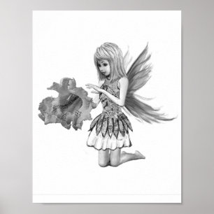 Catalpa Tree Fairy mit Blume Poster