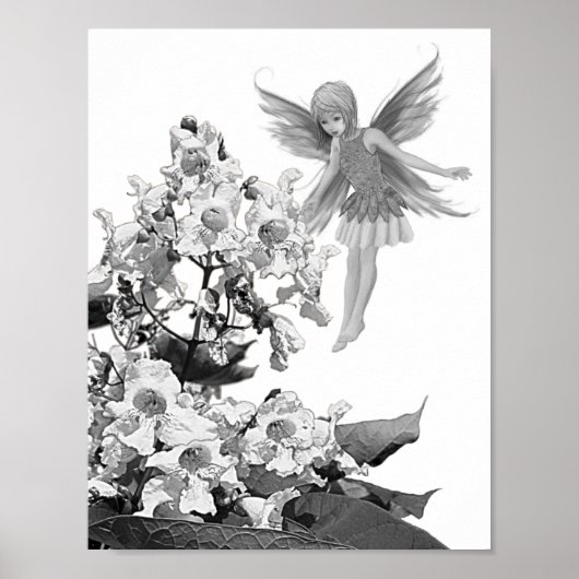 Catalpa Tree Fairy mit Blume Poster (Vorne)