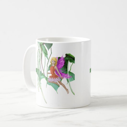 Catalpa Tree Fairy unter Samenpflanzen Kaffeetasse (Vorderseite Links)