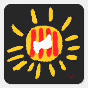 Catalunya Sun, Patriotisches Symbol, Katalonien Quadratischer Aufkleber
